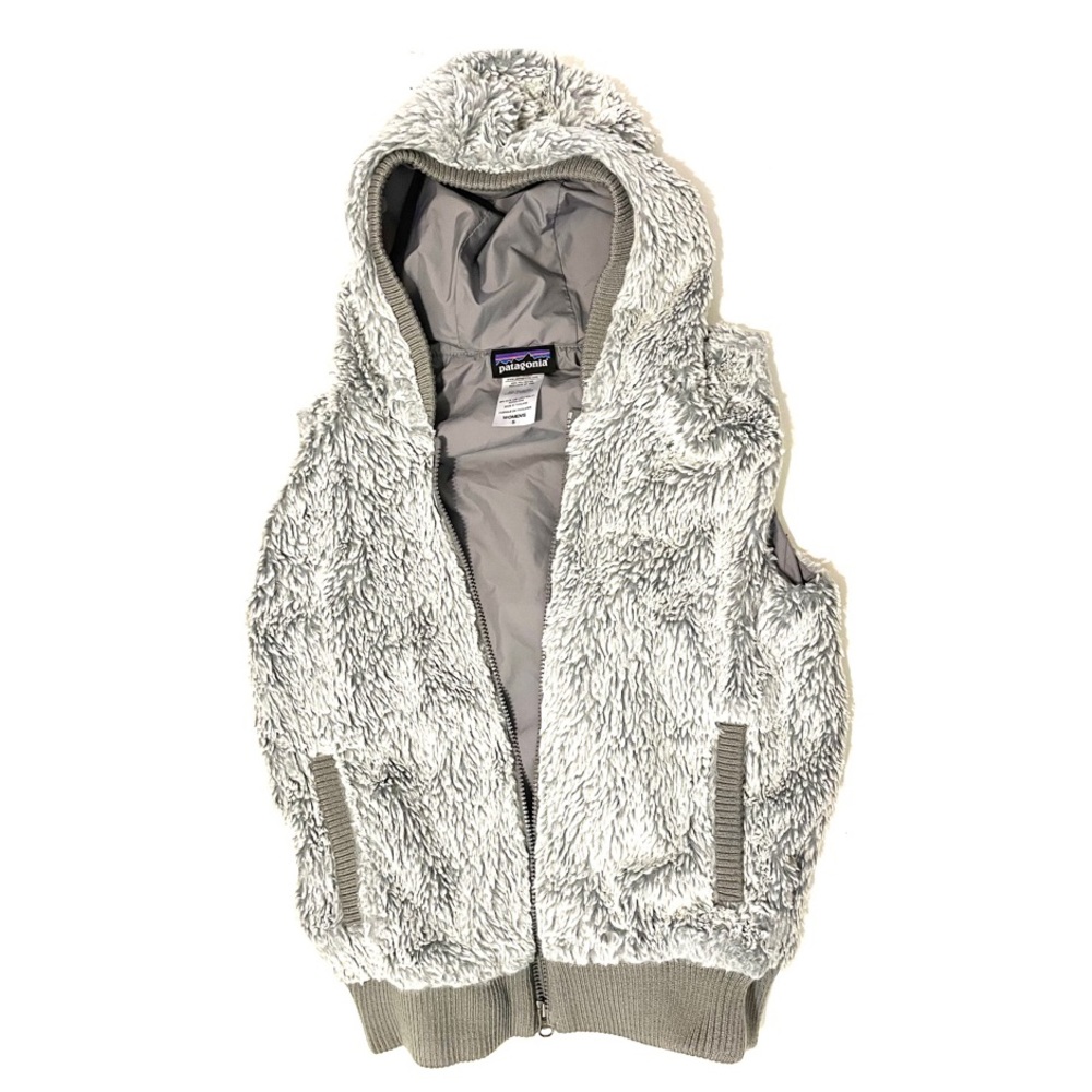 Patagonia grey faux fur hoodie vest. Size small.